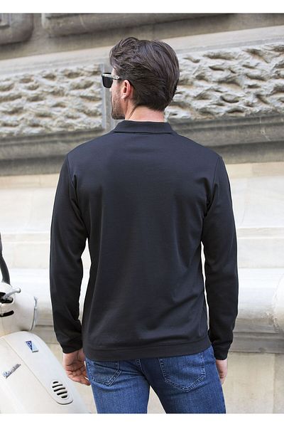 Masimar Men's Interlock Fabric Buttoned Polo Collar Men's Sweatshirt