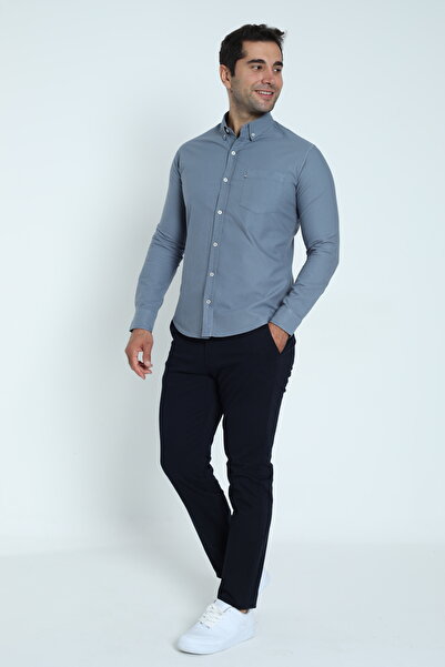 Cordial Чоловіча сорочка з довгими рукавами, сезонна, оксфордська, 100% бавовна, одна кишеня
