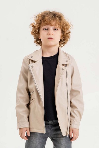 Gold Class Zippered Boy's Leather Jacket 23024