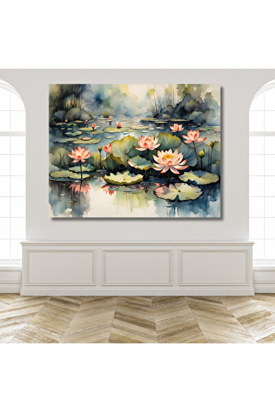 LİLYHOBBYLAND Sayılarla Boyama Hobi Seti (RENKLİ BASKI-ÇERÇEVELİ) 50x65 cm: Lotus Çiçeği 2