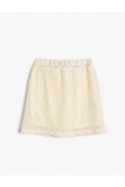 Koton Elastic Waist Lined Mesh Skirt
