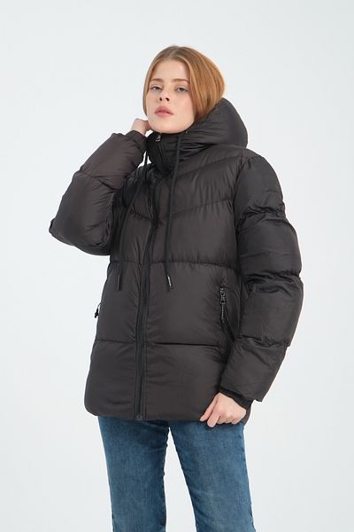 Avones Women's Pockets Zippered Hooded Puffer Jacket with Inner Pocket