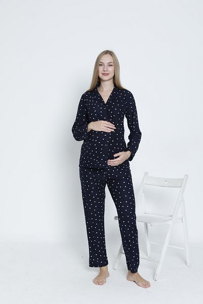 Miss Dünya Lissa Front Buttoned Shirt Collar Suede Velvet Waist Adjustable Maternity and Maternity Pajamas Set