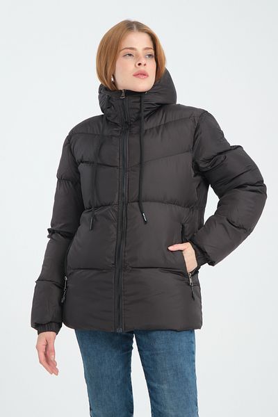 Avones Women's Pockets Zippered Hooded Puffer Jacket with Inner Pocket