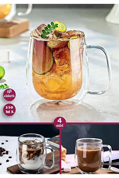 Rosemor كوب مزدوج الجدار مكون من 4 قطع سعة 350 مل للمكتب والمنزل، كوب إسبرسو ...