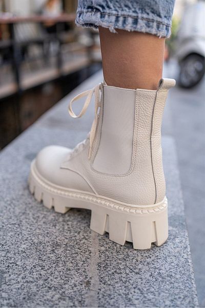 ECENİN BUTİĞİ Seal Ecru Leather Boots