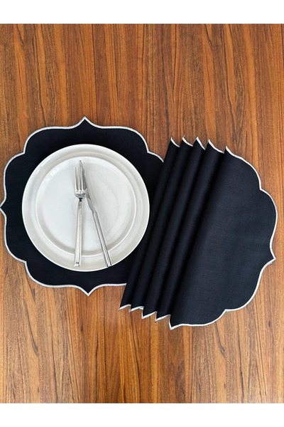 hobidünyam- طبق تقديم أمريكي مطرز باللون الفضي