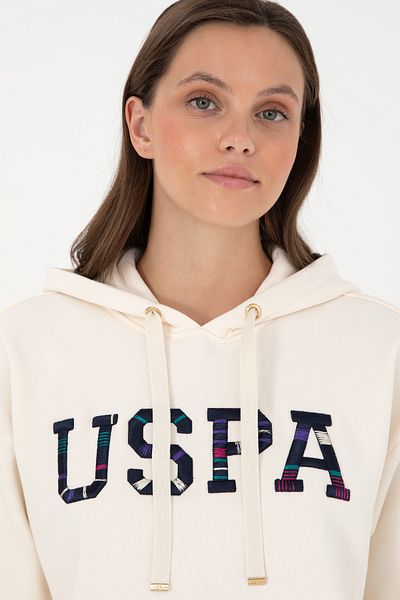 U.S. Polo Assn. Γυναικείο φούτερ με κουκούλα κρέμα 50298586 -vr071