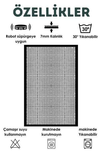 elyar Mutfak Halısı Desenli Dijital Baskı Yıkanabilir Kaymaz Taban Ince Salon çocuk halısı (46)
