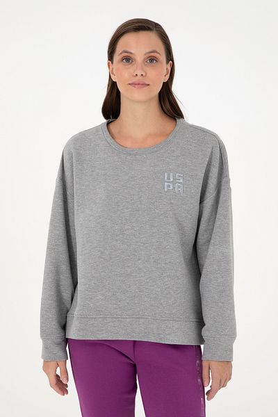 U.S. Polo Assn. Hanorac Gri Melange pentru damă - Decolteu 50296919 -vr086