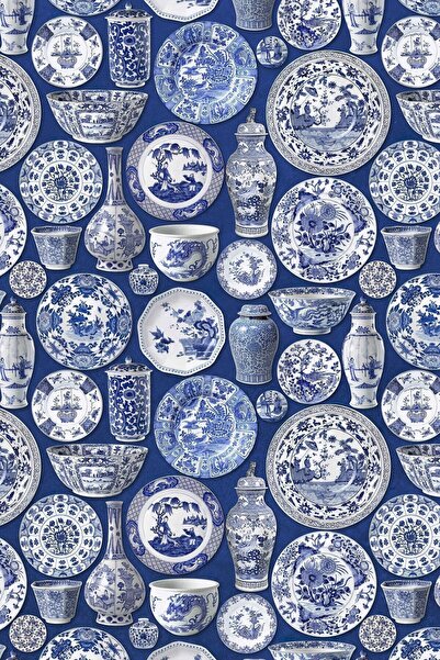 Kanvas Tablo Blue Blanc Tabak Vazo Temalı Lacivert Mavi 956