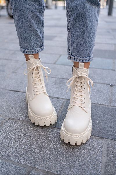 ECENİN BUTİĞİ Seal Ecru Leather Boots