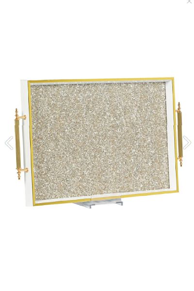 VENON Home Large Size Luxury Gold Glitter Engagement Ring Dowry Tea Coffee Tray