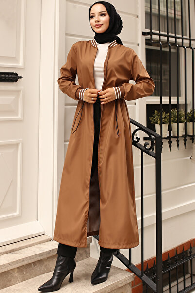 benguen Tan 3805 Seasonal Trench Coat with Elastic Waist