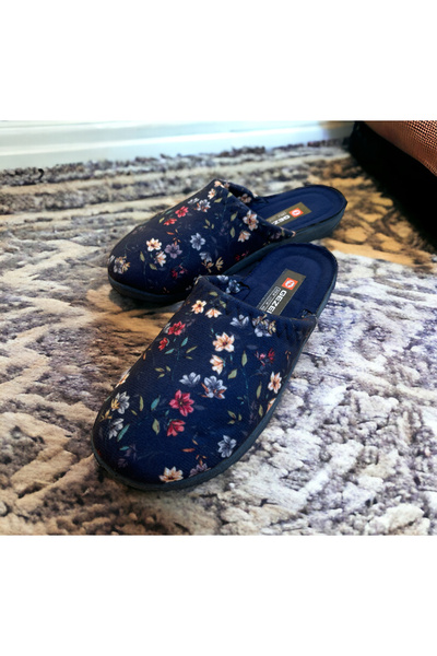 GEZER ÇİÇEK DESENLİ KIŞLIK EV TERLİK