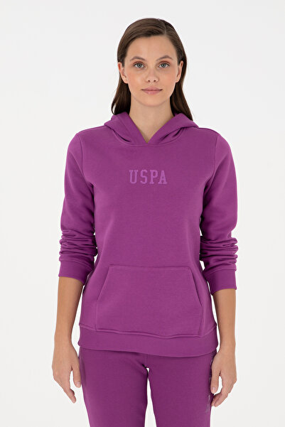 U.S. Polo Assn. Γυναικείο βιολετί φούτερ με κουκούλα Basic 50289536-VR037