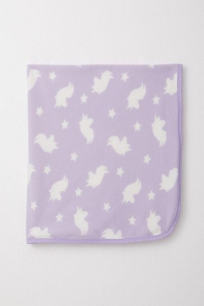 Breeze Star Patterned Fleece Baby Blanket with Lilac Blanket - Newborn
