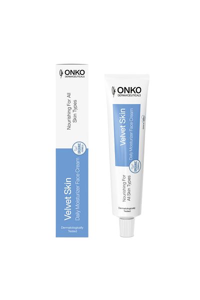 Onko Dermaceuticals Velvet Skin Tägliche Feuchtigkeits-Gesichtscreme, Hyaluronsäure, Glykolsäure, Akne-Behandlung, dunkle Flecken