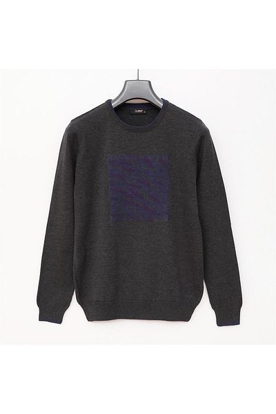 Dio Rise Men's Long Sleeve Crew Neck Anthracite Knitwear Sweater - 189283   - Anthracite