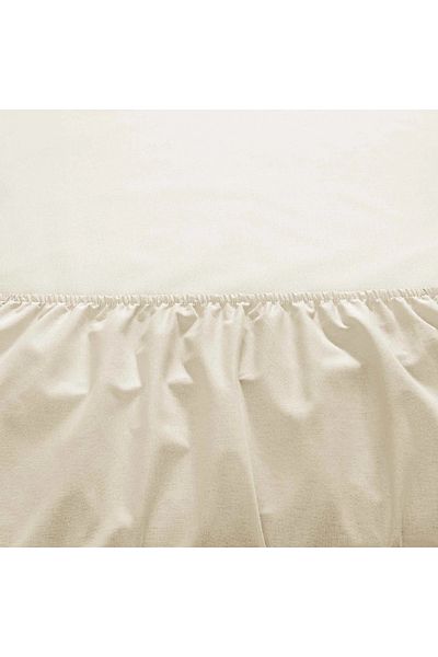 Taç Ecru Color - 120X200 cm Cotton Elastic Caesar Set - Crown Ranforce