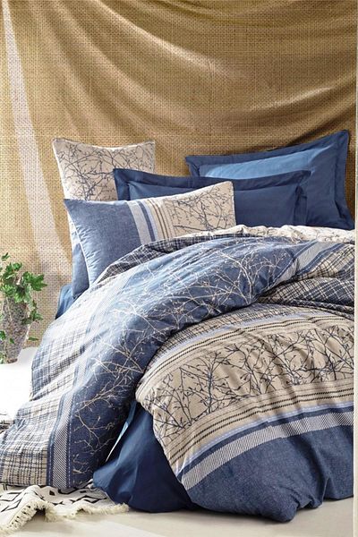 Cotton Box Комплект завивка Serra Navy Blue - Single Earth