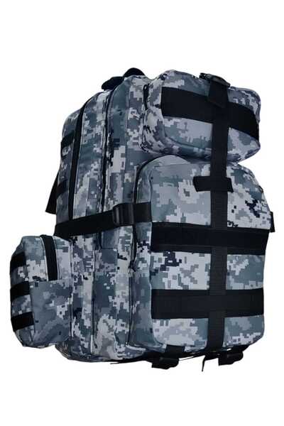 LIGHTINGHM 42 Lt Dağcı Outdoor Kamp Trekking Askeri Taktik Su Geçirmez Bölmeli Sırt Çantası GRİ SİYAH KAMUFLAJ