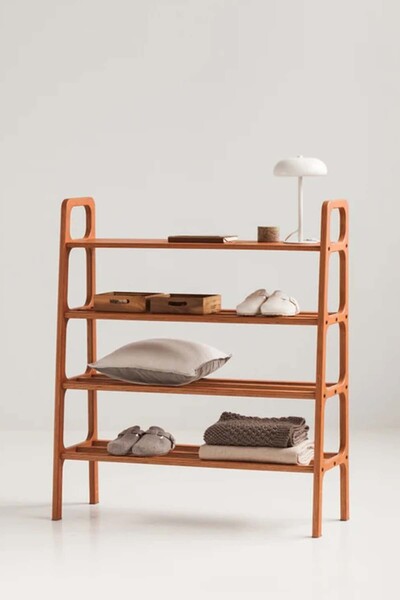 Woodesk Bridge, Ahşap, Ayakkabılık, Kitaplık, Raf Sistemi, 100x115, Tik Renk, Cpt4721-100