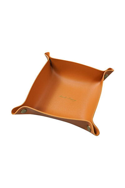 Choice 22x22cm orange Nordic Style Leather Storage Tray Desktop Organizer For Key Jewelry Cosmetic Storage