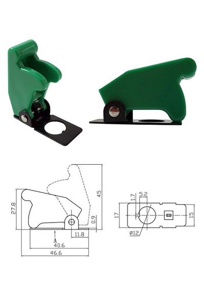 Hatfon Elektronik Toggle Switch Safety Cover Green 12mm Diameter Ic-161b