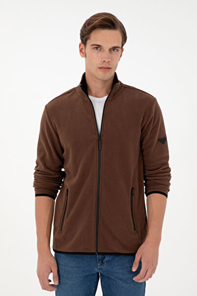 U.S. Polo Assn. Men's Brown Basic Fleece Cardigan 50298066-Vr029
