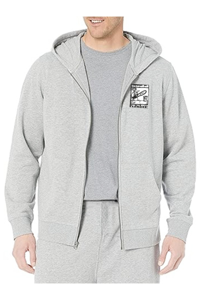 Pink Sky Ανδρικό κοστούμι φούτερ με κουκούλα με φερμουάρ με στάμπα με αλυσίδα - Plus Size