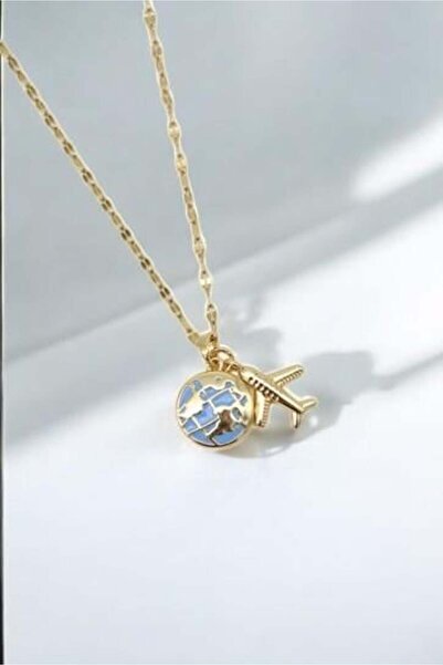 JEWELRY قلادة موديل السفر من الفولاذ باللون الذهبي (45 سم)