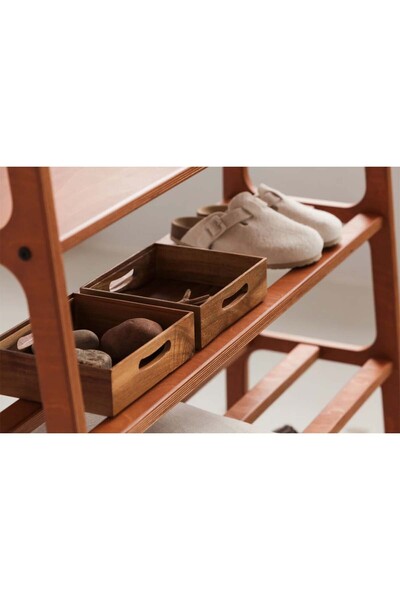 Woodesk Bridge, Ahşap, Ayakkabılık, Kitaplık, Raf Sistemi, 100x115, Tik Renk, Cpt4721-100