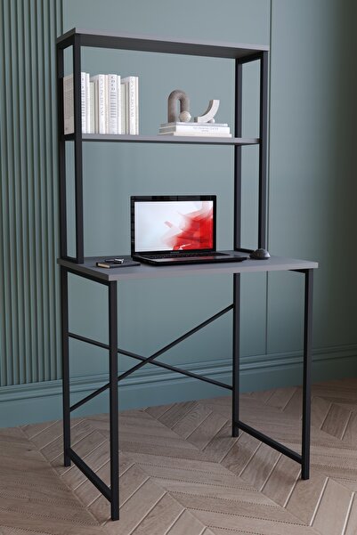 Remaks Metal Çalışma Masası  Raflı Kitaplık Çok Amaçlı Ofis Masa Antrasit