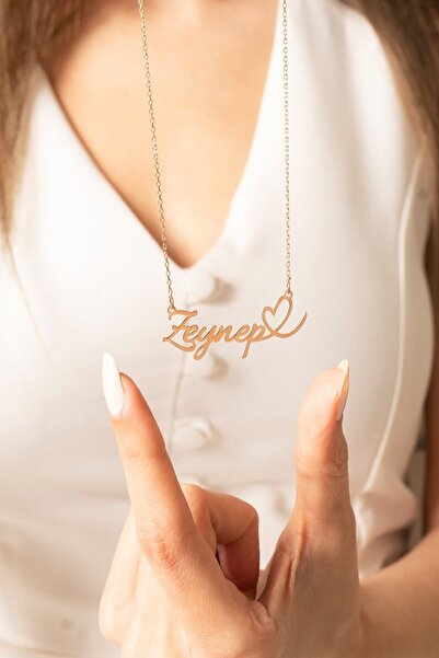 Violansia 925 Ayar Gümüş Kalp Detaylı Kişiye Özel İsim Kolye