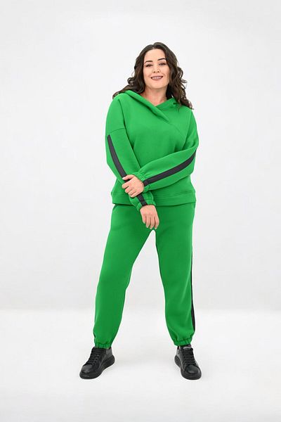 Koza Butik Дамски спортен костюм с качулка и странични райета, размер Plus Size, 8151-25