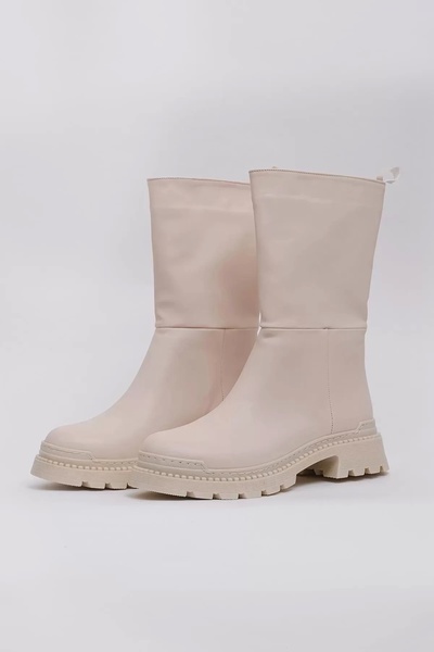 Supermark Capri Vegan Deri Termal Kauçuk Krem Rengi Yarım Bot 45027