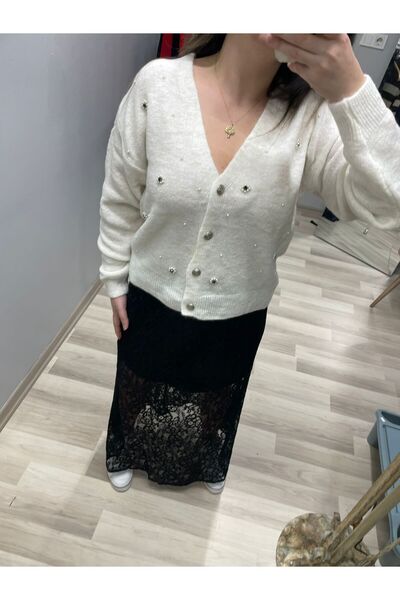 lovebutikk NAKIŞ İNCİ DETAY TRİKO HIRKA