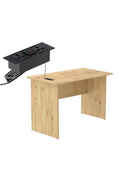 Mahmayi طاولة كتابة مع مقبس سطح مكتب ومنفذ USB AC - بلوط