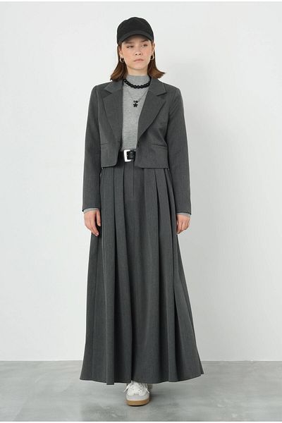 HEQA Jachetă antracit Crop Blazer