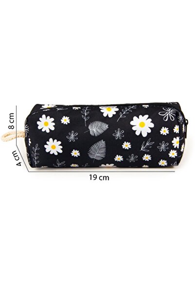 BYBAG Yapraklı Papatya Desenli Kalemlik Fermuarlı Makyaj Çantası