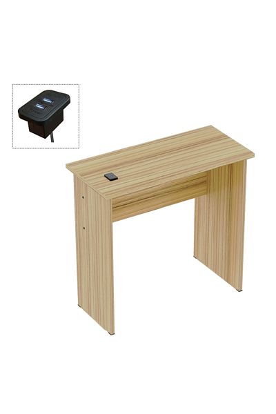 Mahmayi Modern MP1 Study Table, 80x40 with Black BS02 Desktop Socket with USB A/C Port Coco Bolo