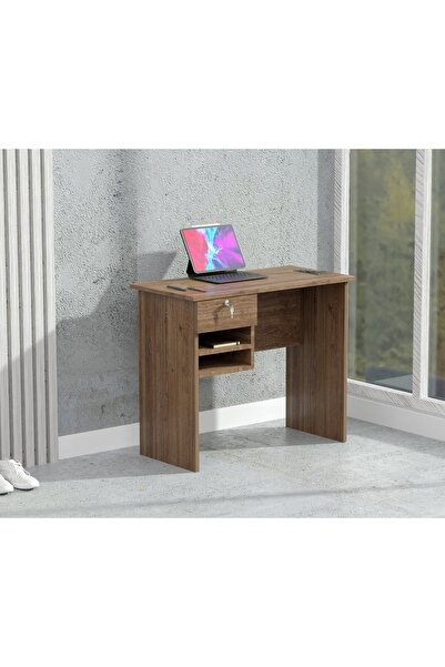 Mahmayi Solama MP1 9045 Office Desk with Paper Rack- Brown with Black BS01 Desktop Socket