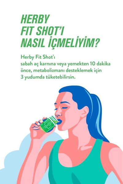 Herby Fit Matcha Shot 24'lü Paket Formda Kal Bitki Bazlı Içecek 60 ml