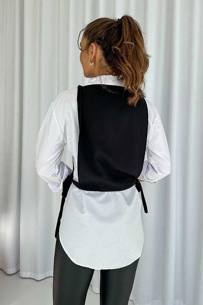 Mine Tan Butik Cămașă de damă 2 piese cu detaliu vestă - albă