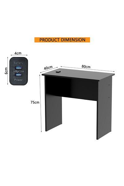Mahmayi Modern MP1 Study Table, Executive Desk 80x40 with Black BS02 Desktop Socket