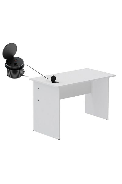 Mahmayi Writing Table With Desktop Socket And USB AC Port - White
