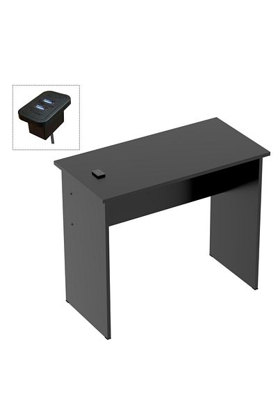 Mahmayi Modern MP1 Study Table, Executive Desk 90x45 with Black BS02 Desktop Socket