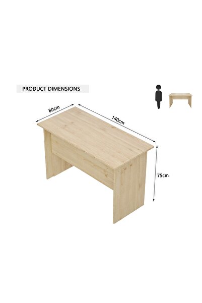 Mahmayi MP1 140x80 Writing Table Without Drawers - Oak