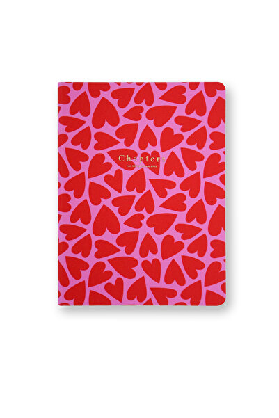 Chapters Cansav Notebook, Pink & Red Hearts
